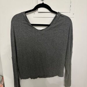 Auden Charcoal Long Sleeve V-Neck Sleep Top